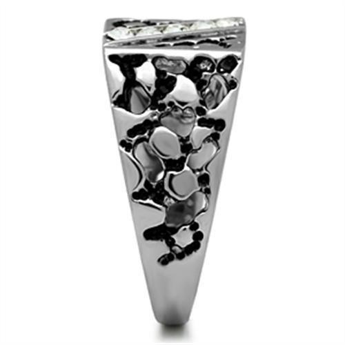 High polished (no plating) Stainless Steel Ring with Top Grade Crystal  in Clear
