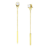 IP Gold(Ion Plating) Stainless Steel Earrings with AAA Grade CZ  in Clear