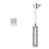 High polished (no plating) Stainless Steel Earrings with AAA Grade CZ  in Clear