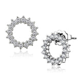 High polished (no plating) Stainless Steel Earrings with AAA Grade CZ  in Clear