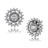 High polished (no plating) Stainless Steel Earrings with AAA Grade CZ  in Clear
