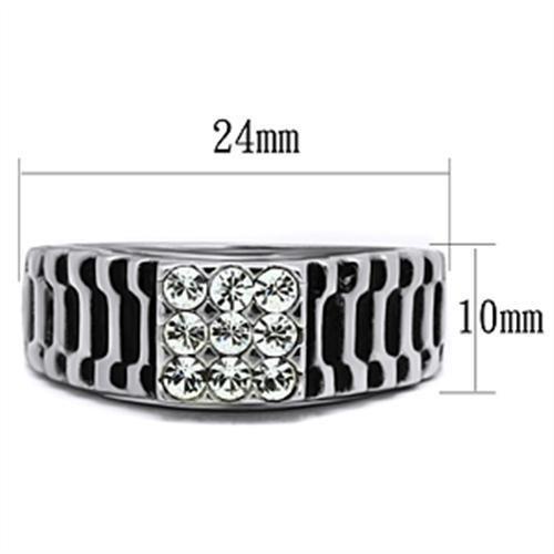 High polished (no plating) Stainless Steel Ring with Top Grade Crystal  in Clear