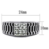 High polished (no plating) Stainless Steel Ring with Top Grade Crystal  in Clear