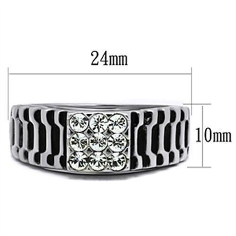 High polished (no plating) Stainless Steel Ring with Top Grade Crystal  in Clear