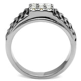 High polished (no plating) Stainless Steel Ring with Top Grade Crystal  in Clear