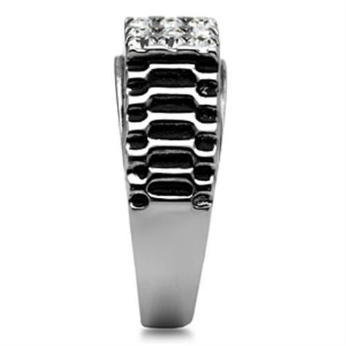 High polished (no plating) Stainless Steel Ring with Top Grade Crystal  in Clear