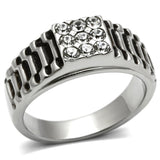 High polished (no plating) Stainless Steel Ring with Top Grade Crystal  in Clear