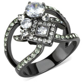 IP Light Black  (IP Gun) Stainless Steel Ring with AAA Grade CZ  in Clear