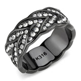IP Black(Ion Plating) Stainless Steel Ring with Top Grade Crystal  in Clear