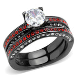 IP Black(Ion Plating) Stainless Steel Ring with AAA Grade CZ  in Clear
