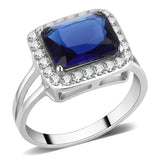 High polished (no plating) Stainless Steel Ring with Synthetic Synthetic Glass in Montana