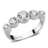 High polished (no plating) Stainless Steel Ring with AAA Grade CZ  in Clear