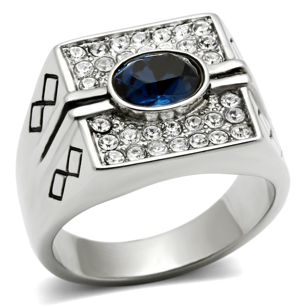 High polished (no plating) Stainless Steel Ring with Top Grade Crystal  in Montana