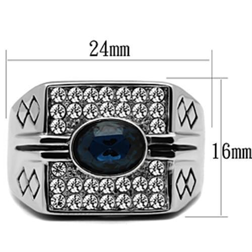 High polished (no plating) Stainless Steel Ring with Top Grade Crystal  in Montana