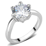 High polished (no plating) Stainless Steel Ring with AAA Grade CZ  in Clear