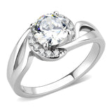 High polished (no plating) Stainless Steel Ring with AAA Grade CZ  in Clear