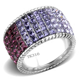 High polished (no plating) Stainless Steel Ring with Top Grade Crystal  in Multi Color