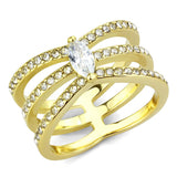 IP Gold(Ion Plating) Stainless Steel Ring with AAA Grade CZ  in Clear