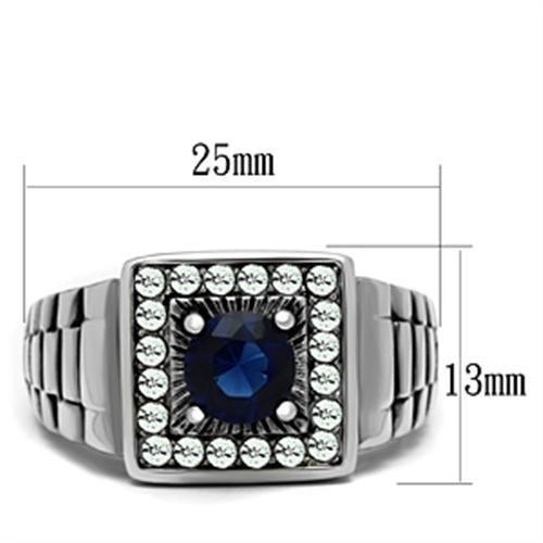 High polished (no plating) Stainless Steel Ring with Synthetic Synthetic Glass in Montana