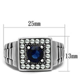 High polished (no plating) Stainless Steel Ring with Synthetic Synthetic Glass in Montana