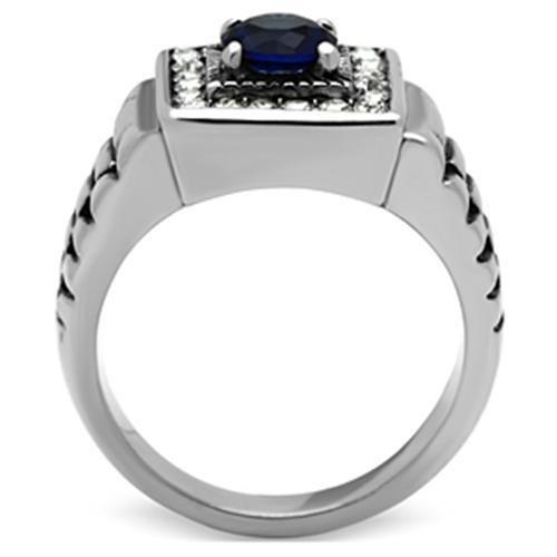 High polished (no plating) Stainless Steel Ring with Synthetic Synthetic Glass in Montana