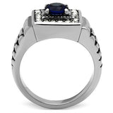 High polished (no plating) Stainless Steel Ring with Synthetic Synthetic Glass in Montana