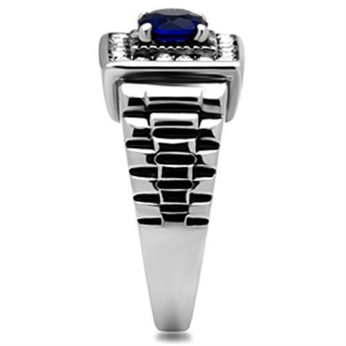 High polished (no plating) Stainless Steel Ring with Synthetic Synthetic Glass in Montana