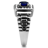 High polished (no plating) Stainless Steel Ring with Synthetic Synthetic Glass in Montana