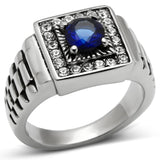High polished (no plating) Stainless Steel Ring with Synthetic Synthetic Glass in Montana