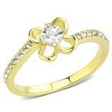 IP Gold(Ion Plating) Stainless Steel Ring with AAA Grade CZ  in Clear