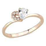 IP Rose Gold(Ion Plating) Stainless Steel Ring with AAA Grade CZ  in Clear