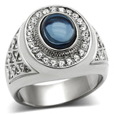High polished (no plating) Stainless Steel Ring with Synthetic Synthetic Glass in Montana