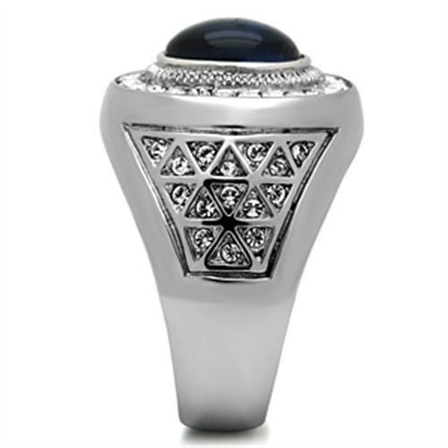 High polished (no plating) Stainless Steel Ring with Synthetic Synthetic Glass in Montana