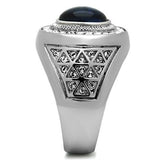 High polished (no plating) Stainless Steel Ring with Synthetic Synthetic Glass in Montana