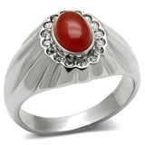 High polished (no plating) Stainless Steel Ring with Semi-Precious Onyx in Siam