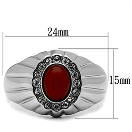 High polished (no plating) Stainless Steel Ring with Semi-Precious Onyx in Siam
