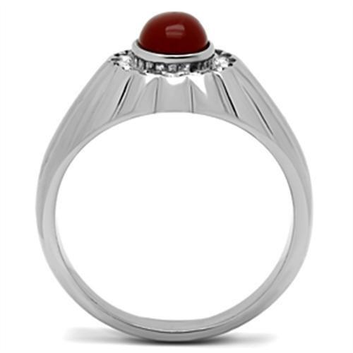 High polished (no plating) Stainless Steel Ring with Semi-Precious Onyx in Siam
