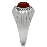 High polished (no plating) Stainless Steel Ring with Semi-Precious Onyx in Siam