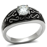 High polished (no plating) Stainless Steel Ring with AAA Grade CZ  in Clear