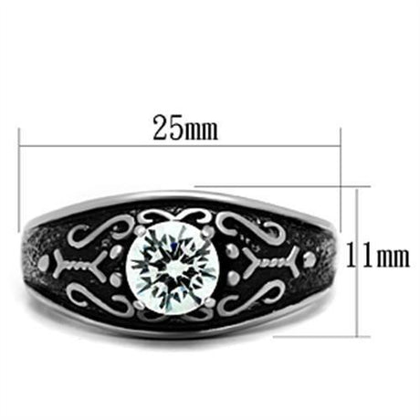 High polished (no plating) Stainless Steel Ring with AAA Grade CZ  in Clear