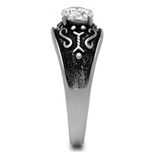 High polished (no plating) Stainless Steel Ring with AAA Grade CZ  in Clear