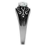 High polished (no plating) Stainless Steel Ring with AAA Grade CZ  in Clear