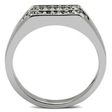 High polished (no plating) Stainless Steel Ring with Top Grade Crystal  in Clear