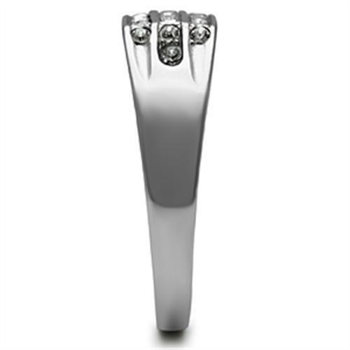 High polished (no plating) Stainless Steel Ring with Top Grade Crystal  in Clear