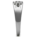 High polished (no plating) Stainless Steel Ring with Top Grade Crystal  in Clear
