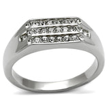 High polished (no plating) Stainless Steel Ring with Top Grade Crystal  in Clear