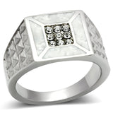 High polished (no plating) Stainless Steel Ring with Top Grade Crystal  in Clear