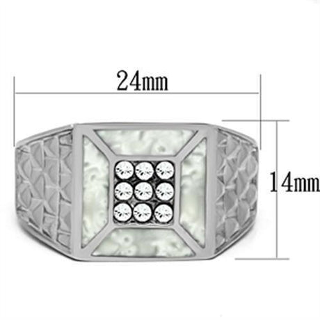 High polished (no plating) Stainless Steel Ring with Top Grade Crystal  in Clear