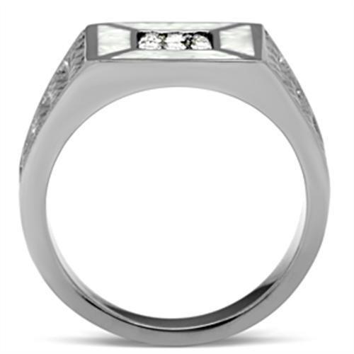 High polished (no plating) Stainless Steel Ring with Top Grade Crystal  in Clear
