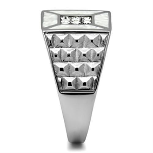 High polished (no plating) Stainless Steel Ring with Top Grade Crystal  in Clear